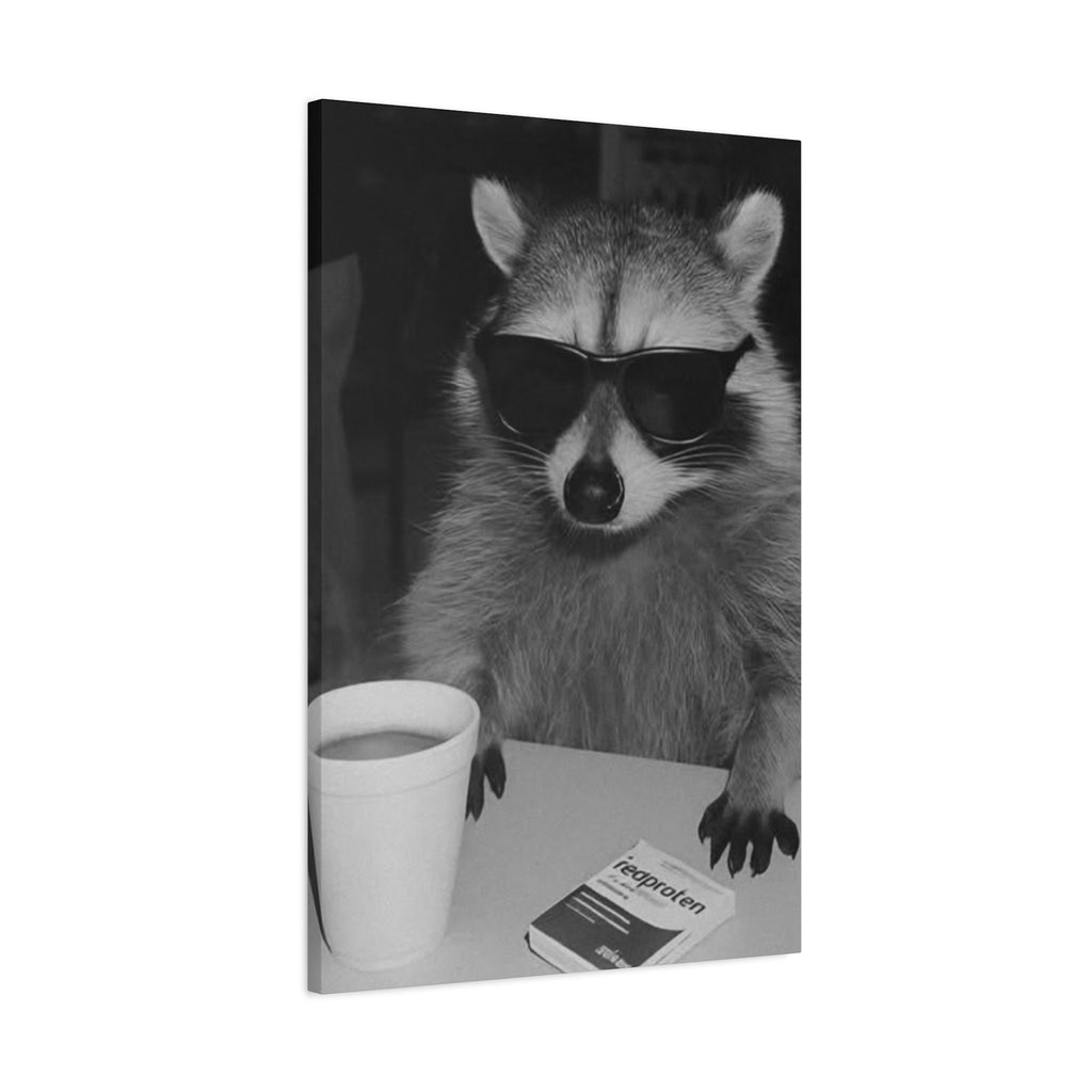 Cool Raccoon Wall Art Canvas – Black & White Sunglasses Photo Print