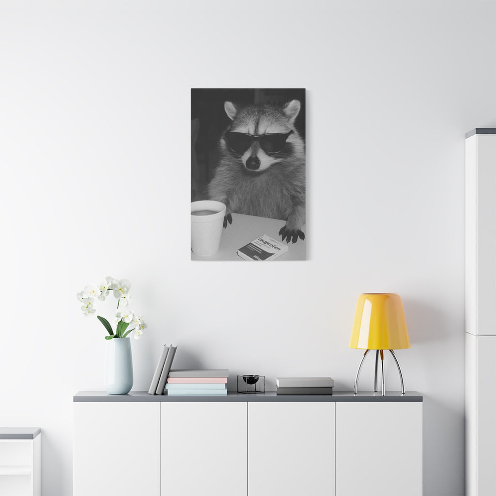 Cool Raccoon Wall Art Canvas – Black & White Sunglasses Photo Print