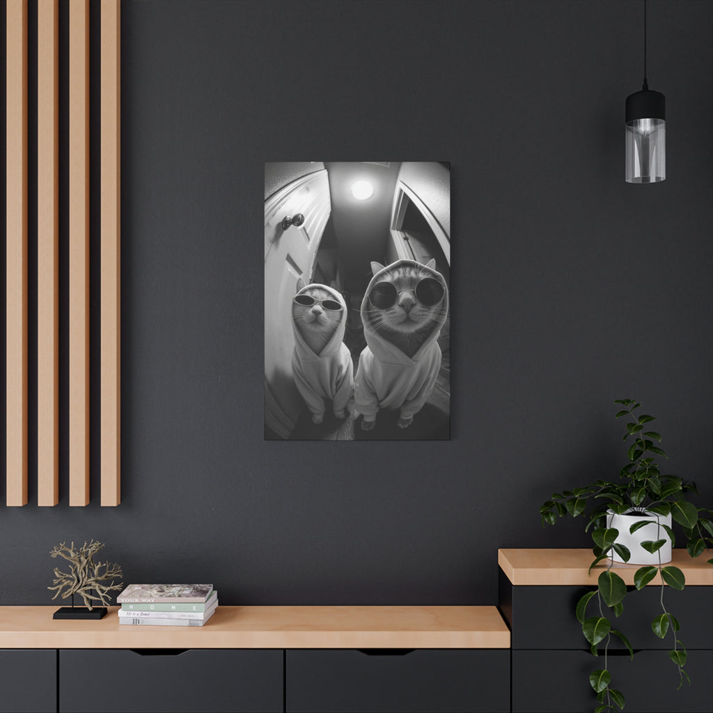 Cool Cats Black & White Matte Canvas Print