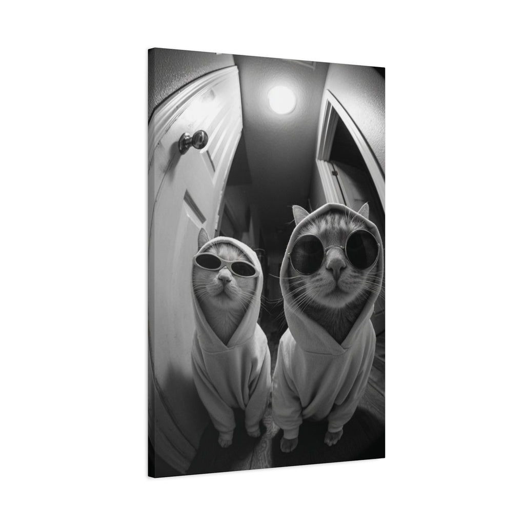 Cool Cats Black & White Matte Canvas Print