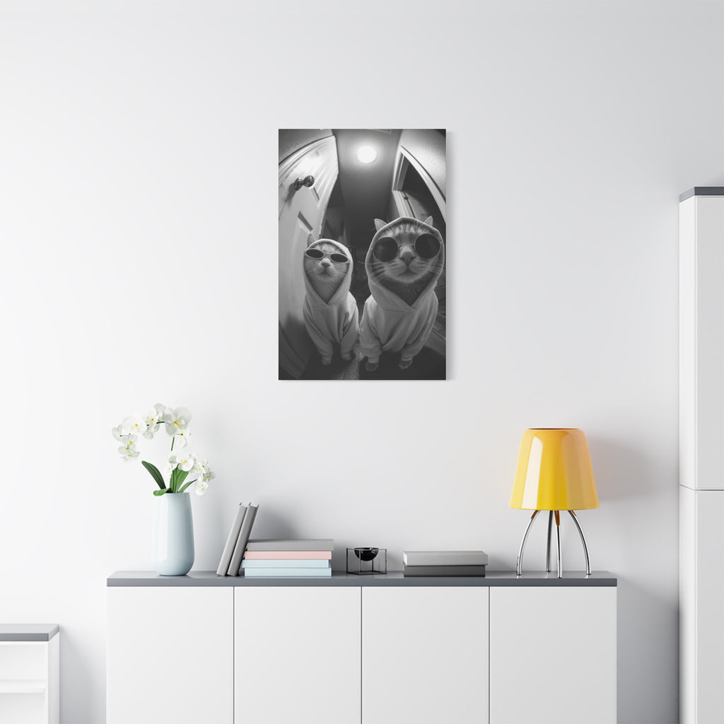 Cool Cats Black & White Matte Canvas Print