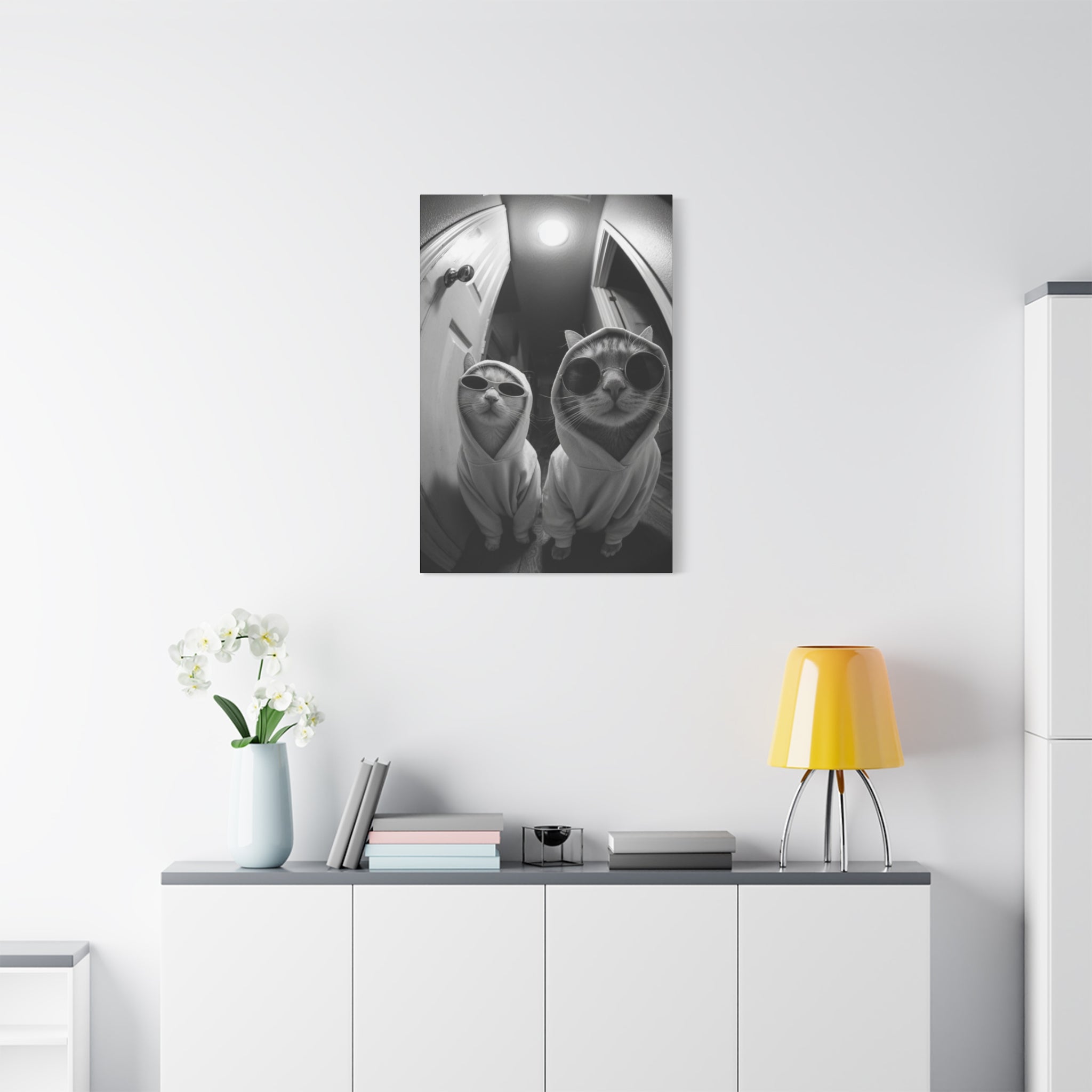 Cool Cats Black & White Matte Canvas Print