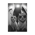 Cool Cats Black & White Matte Canvas Print